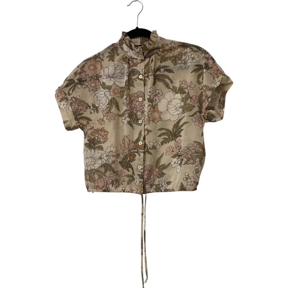 Vintage Brown 2‎ Piece Floral Blouse & Midi Skirt Outfit Set Size Small 1970s - Picture 4 of 10